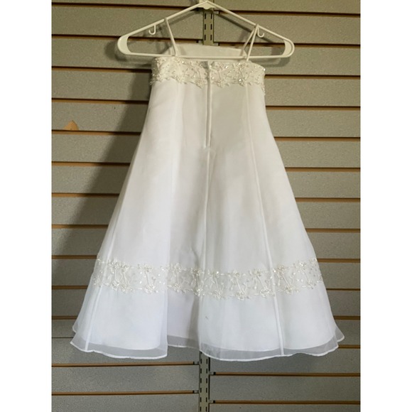 David's Bridal White Flower Girl Dress Size 3 Beaded‎ Formal Party - Picture 6 of 8